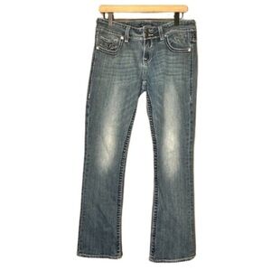 Women's 9/10 Vigoss "The New York Slim Boot" Mid Rise Jeans Embroidered Pockets